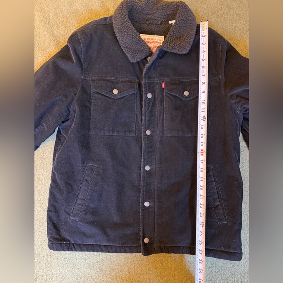 Levi’s Sherpa Lined Corduroy Trucker Jacket Black Men’s Large Fleece Coat - Picture 5 of 15